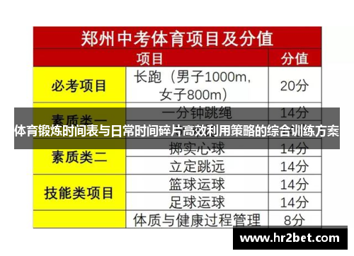 体育锻炼时间表与日常时间碎片高效利用策略的综合训练方案